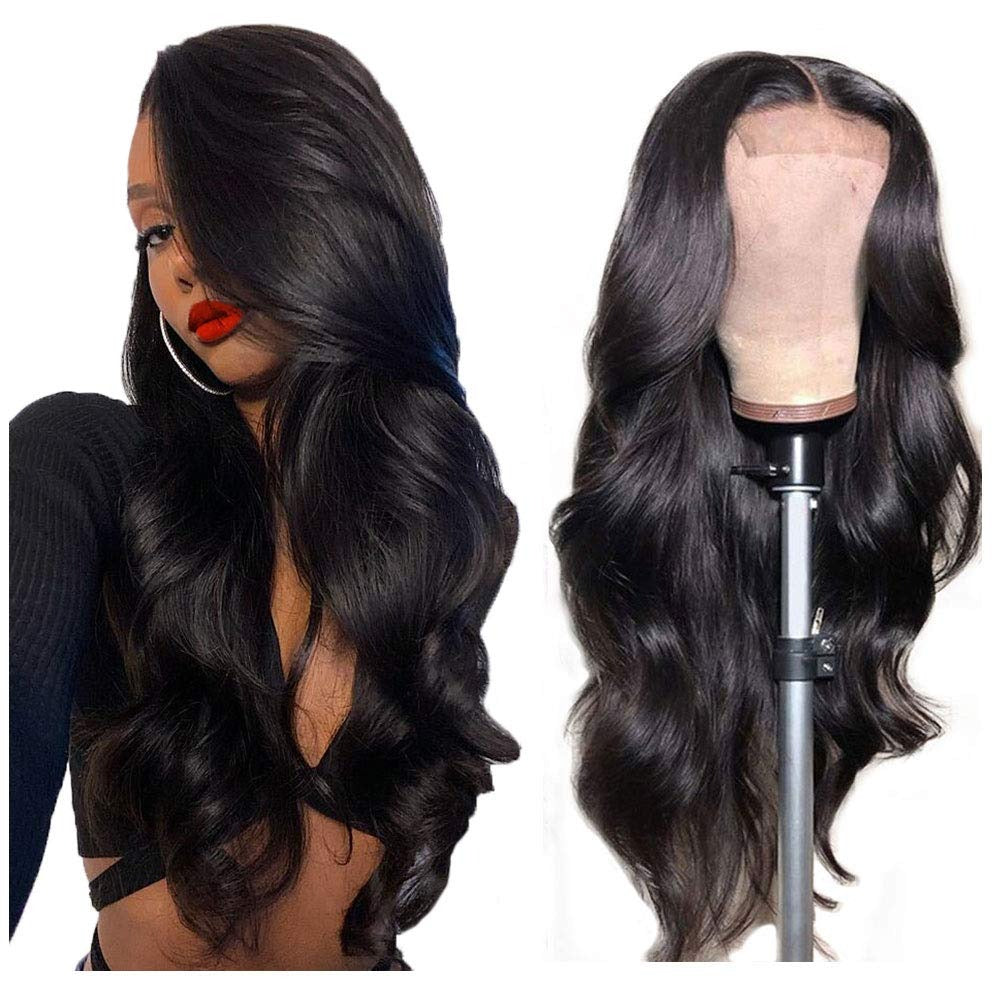 180% Density Full 4x4 Closure Wig Transparent Lace Front Body Wave Hum