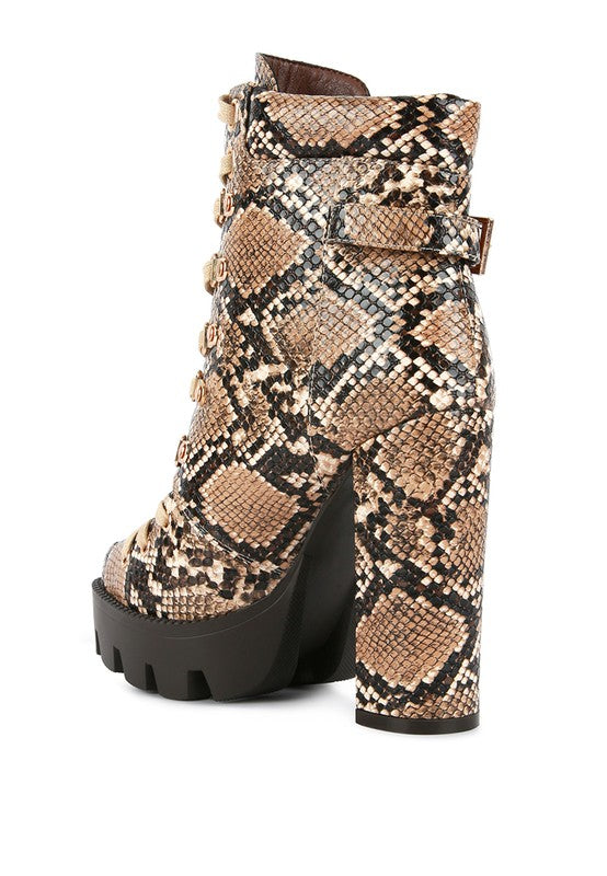 Spruce Snake Skin Ankle Boots