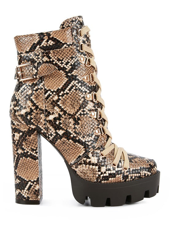 Spruce Snake Skin Ankle Boots