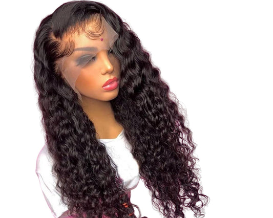 13x4 HD Transparent Lace Frontal Deep Wave Human Hair Wigs 200% Densit