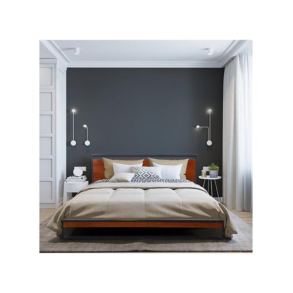 Milano Decor Azure With Headboard Black Wood Steel Platform Bed Black