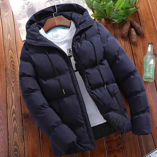 Men's Thick Puffer Hooded Jacket  Casual Warm Parkas Business Outfear