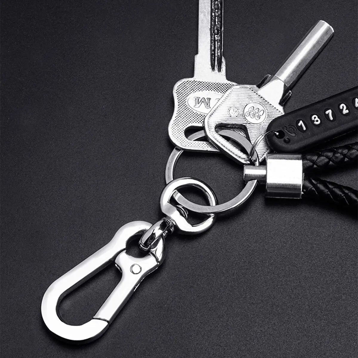 Trendy DIY Mobile Phone Number Plate Pendant Keychain for Men Punk