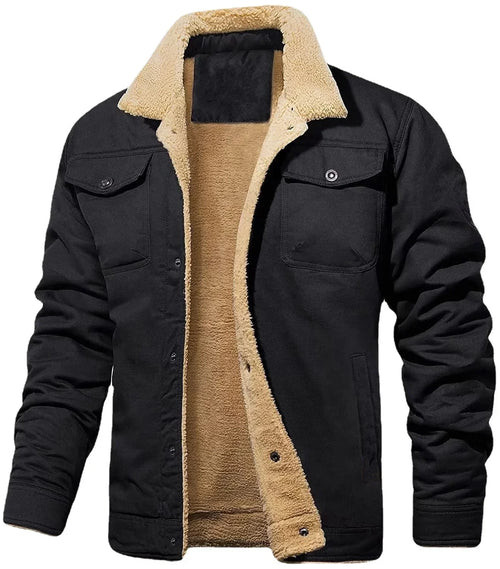 New Winter Men's Bomber Jacket High-quality Plush Thicken Wool Cargo