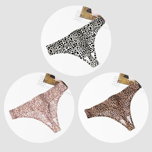 BZEL 3PCS/Set Women's Panties Fashion Leopard Thongs Woman Seamless