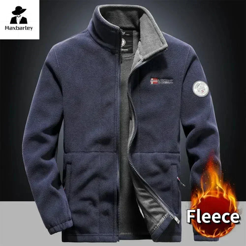 Winter Warm Fleece Jacket Men's Climbing Double Thickened Pocket