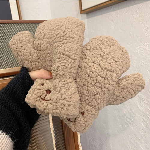 Kawaii Plush Warm Gloves Soft Winter Thick Fingerless Korean Japanese