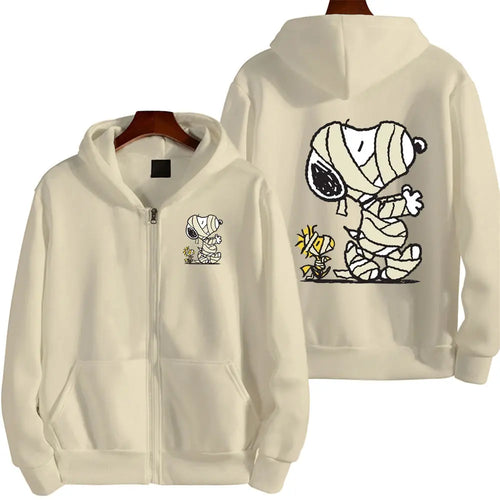 Snoopy Injured Cartoon Anime Men Zipper Hoodie Spring Autumn Fashion