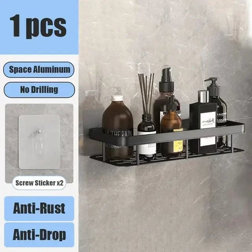 Bathroom Shelf No Drill Wall Mounted Shampoo Bottle Shower Corner Rack