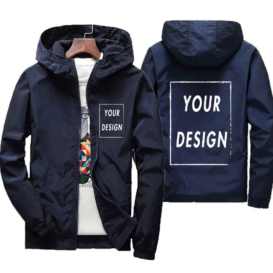 Custom Brand Logo Autumn Jacket Men Waterproof Warm Windbreaker Casual