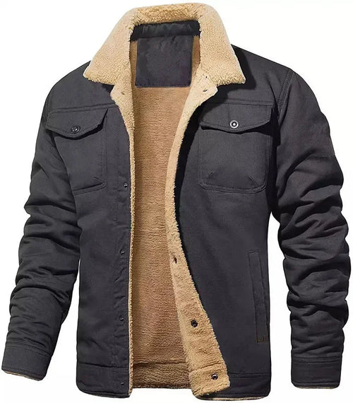 New Winter Men's Bomber Jacket High-quality Plush Thicken Wool Cargo