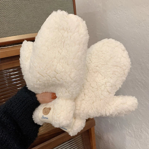 Kawaii Plush Warm Gloves Soft Winter Thick Fingerless Korean Japanese