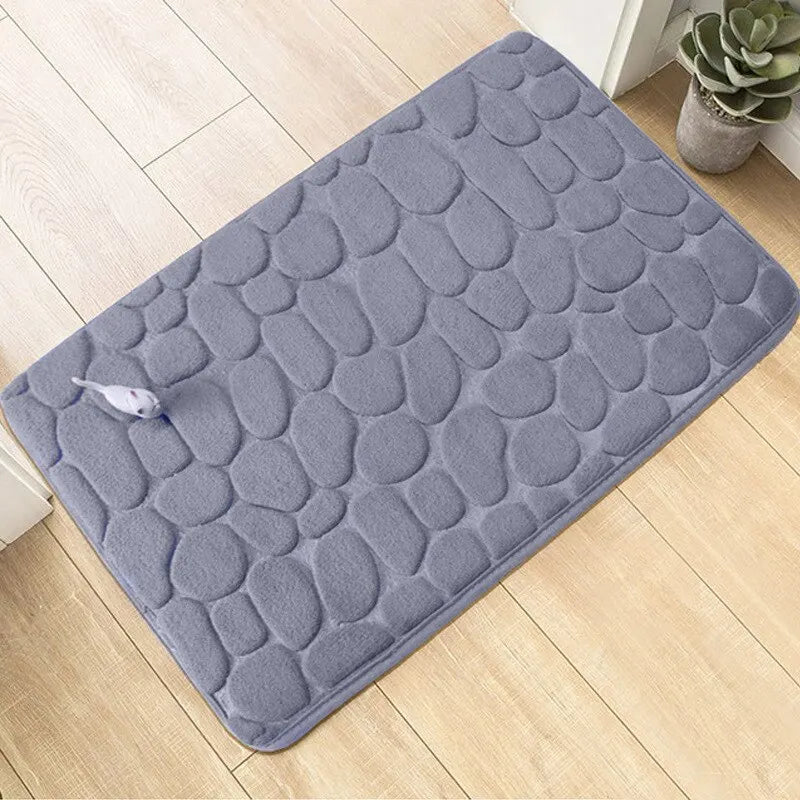 Bathroom Foot Mats Coral Velvet Mats Embossed Stone Memory Foam