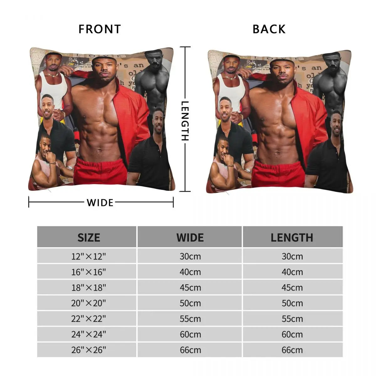 Michael B. Jordan Photo Collage Square Pillowcase Polyester Linen