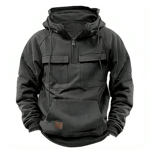 Half Zipper Men's Tactical Hoodies Solid Warm Fleece Military