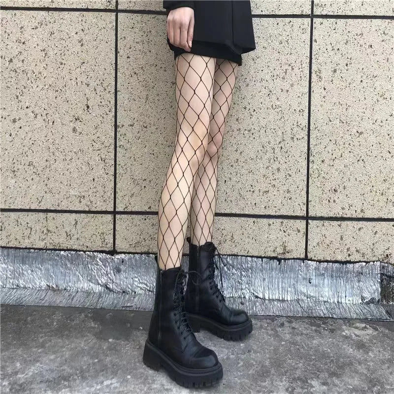 Hot Women Long Sexy Hollow Out Fishnet Stockings Pantyhose Black High