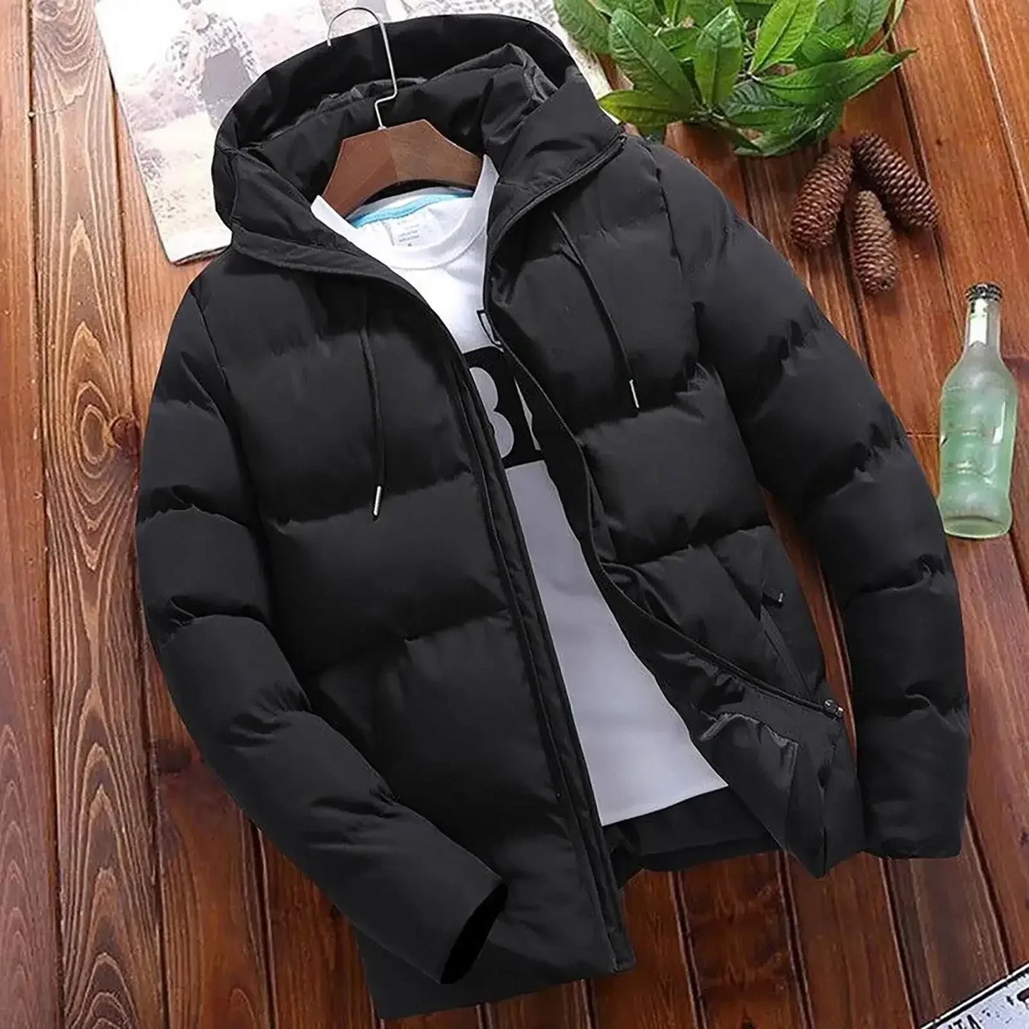 Men's Thick Puffer Hooded Jacket  Casual Warm Parkas Business Outfear