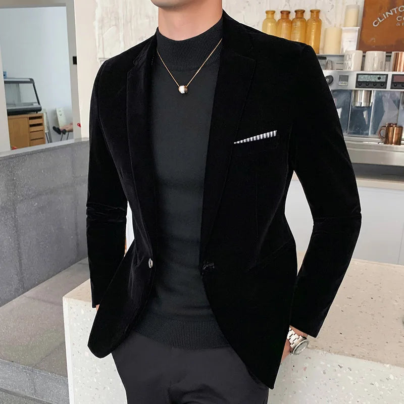 Men Wedding Groom Singer Costume Slim Blazer Formal Wear Dress