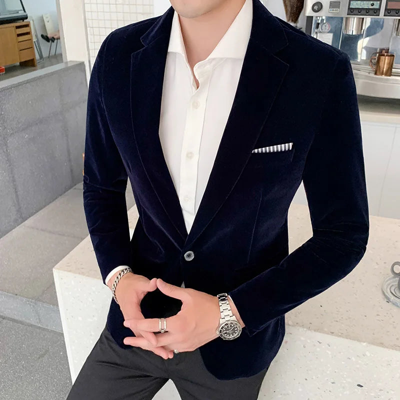 Men Wedding Groom Singer Costume Slim Blazer Formal Wear Dress