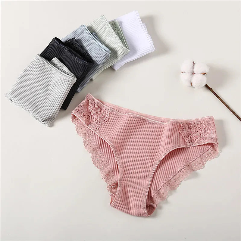 FINETOO 3Pcs/set Women Cotton Panties M-2XL Low-Rise Underwear Trendy