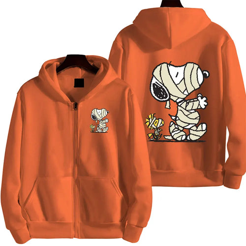 Snoopy Injured Cartoon Anime Men Zipper Hoodie Spring Autumn Fashion