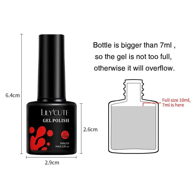 LILYCUTE 129 Colors 7ML Nail Gel Polish Nail Supplies Vernis Semi