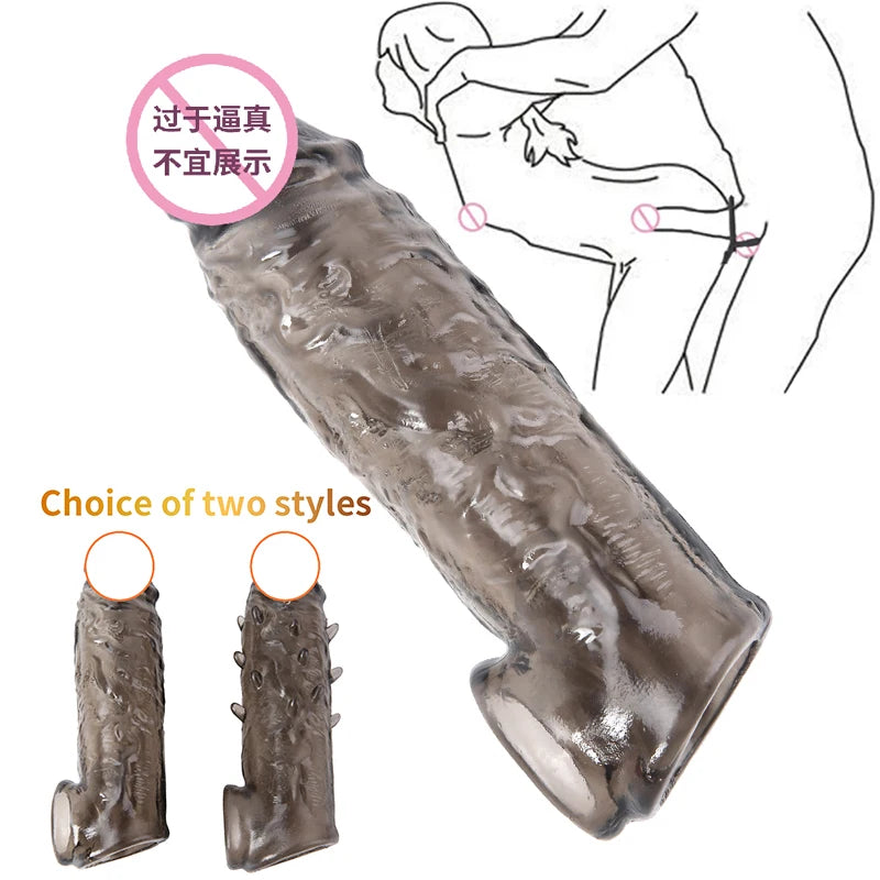 Reusable Penis Sleeve Extender Delay Ejaculation Penis Condoms