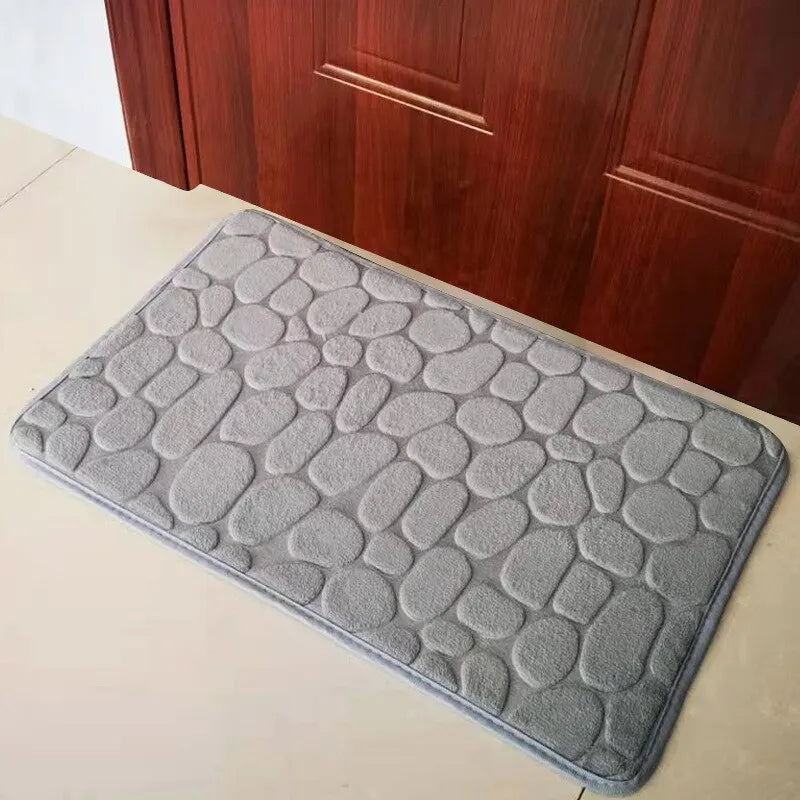 Bathroom Foot Mats Coral Velvet Mats Embossed Stone Memory Foam