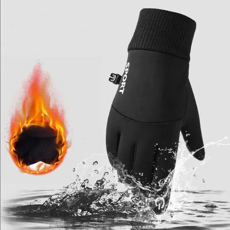 Black Winter Warm Full Fingers Waterproof Cycling Outdoor Sports