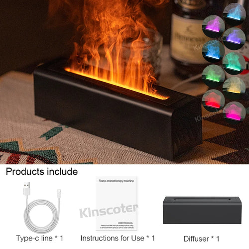 KINSCOTER RGB Flame Aroma Diffuser Air Humidifier Ultrasonic Cool Mist