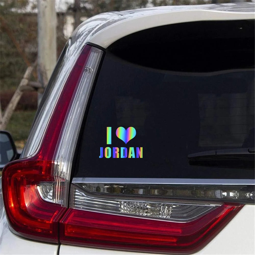 I Love Jordan Personalized Laser Waterproof Stickers For Home School