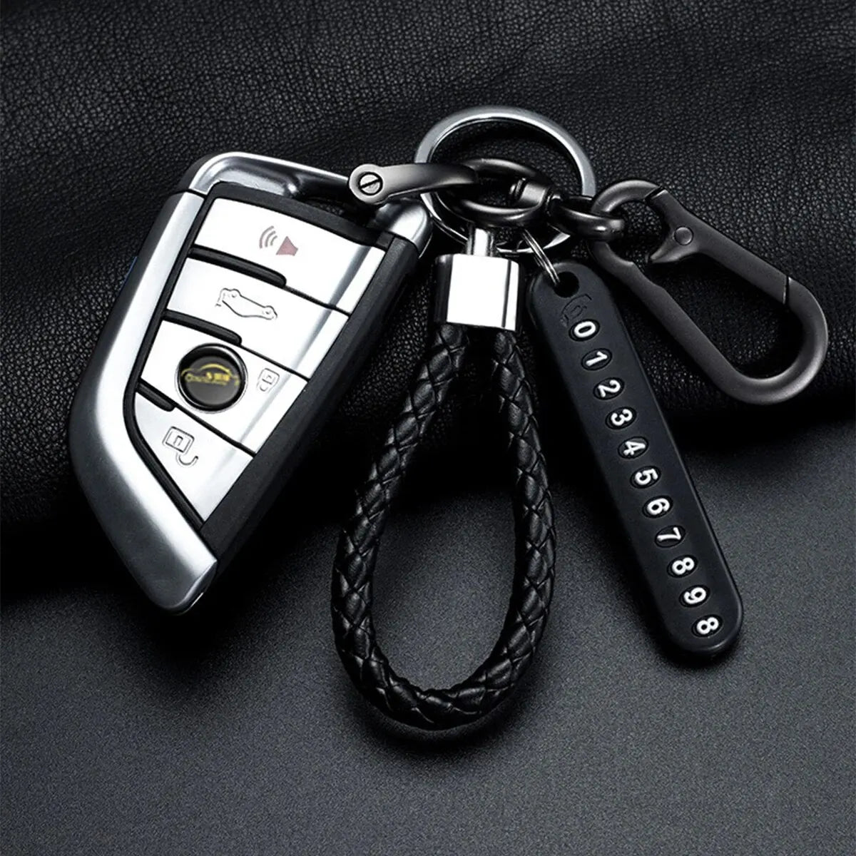 Trendy DIY Mobile Phone Number Plate Pendant Keychain for Men Punk