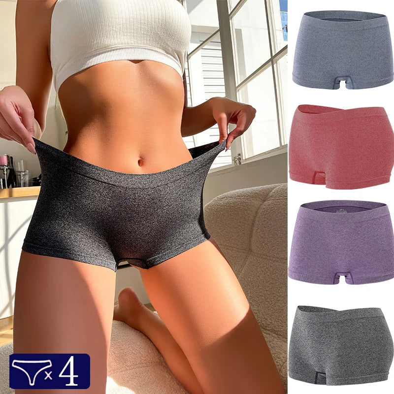 Finetoo 4Pcs/Set Popular Women's Boxer Underwear Lady Comfortable