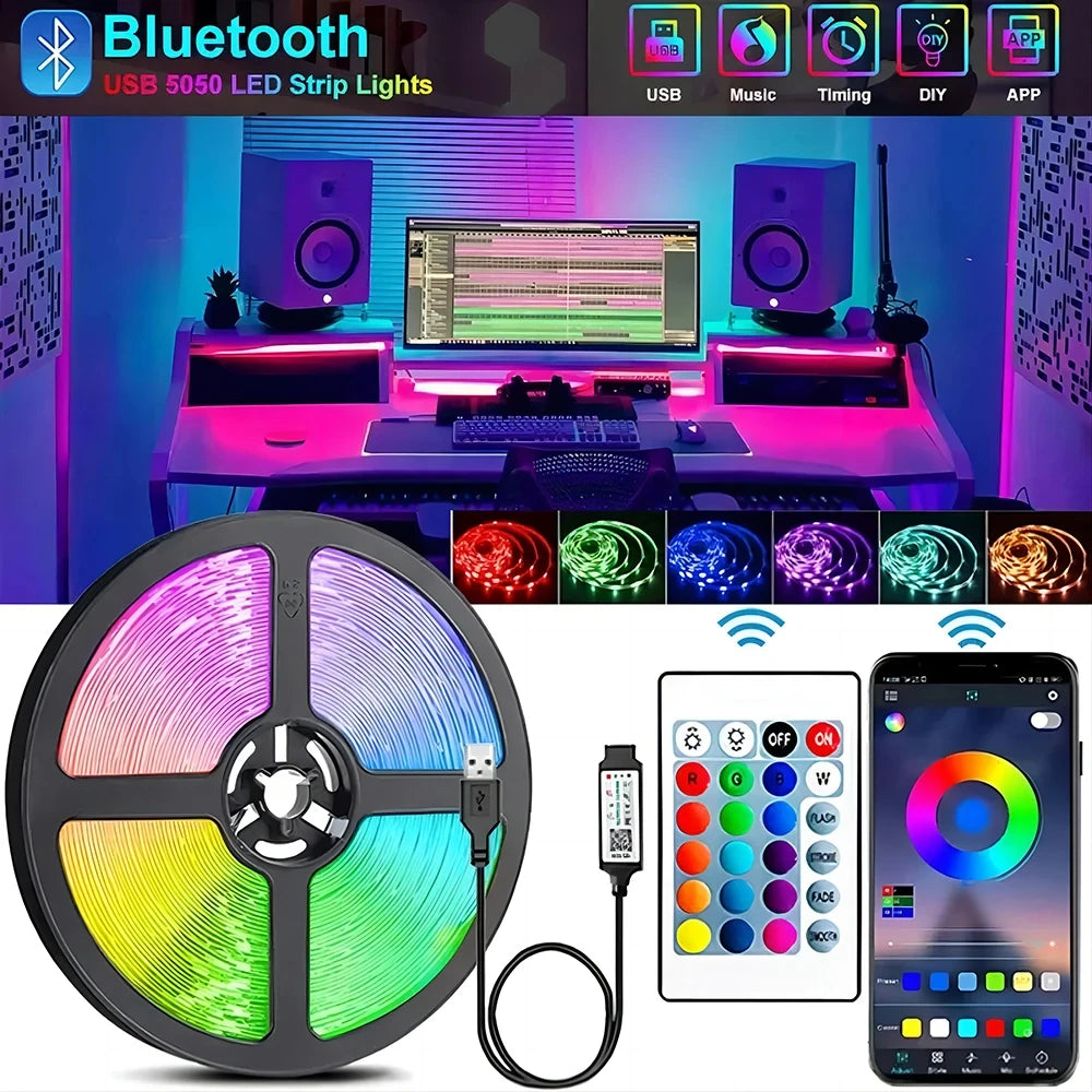 RGB 5050 Led Strip Light Bluetooth App Control 5V USB Led Tape