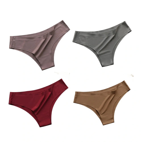 4PCS/Set Seamless Panties Women Sexy Underwear Ice Silk Underpants Low