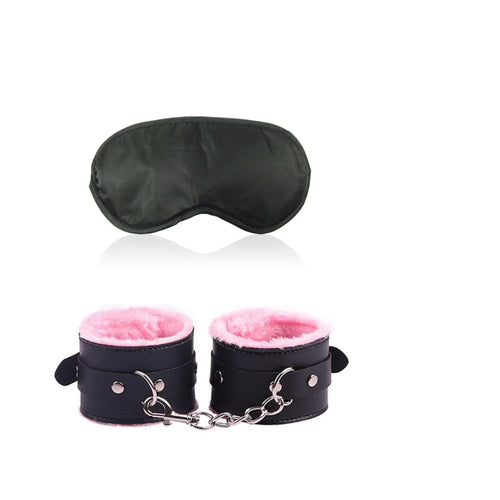 Sexy Leather Sexual Couples Bdsm Kit Plush Handcuffs Sex Bondage for