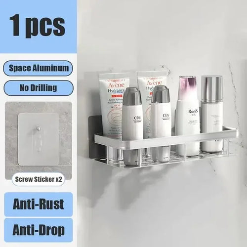 Bathroom Shelf No Drill Wall Mounted Shampoo Bottle Shower Corner Rack