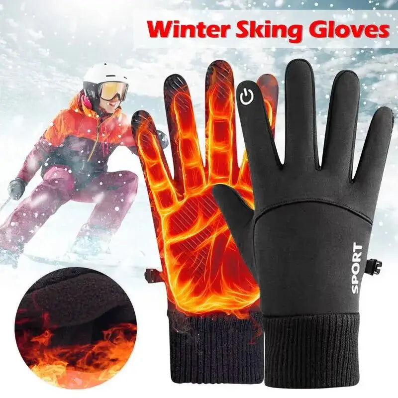 Black Winter Warm Full Fingers Waterproof Cycling Outdoor Sports