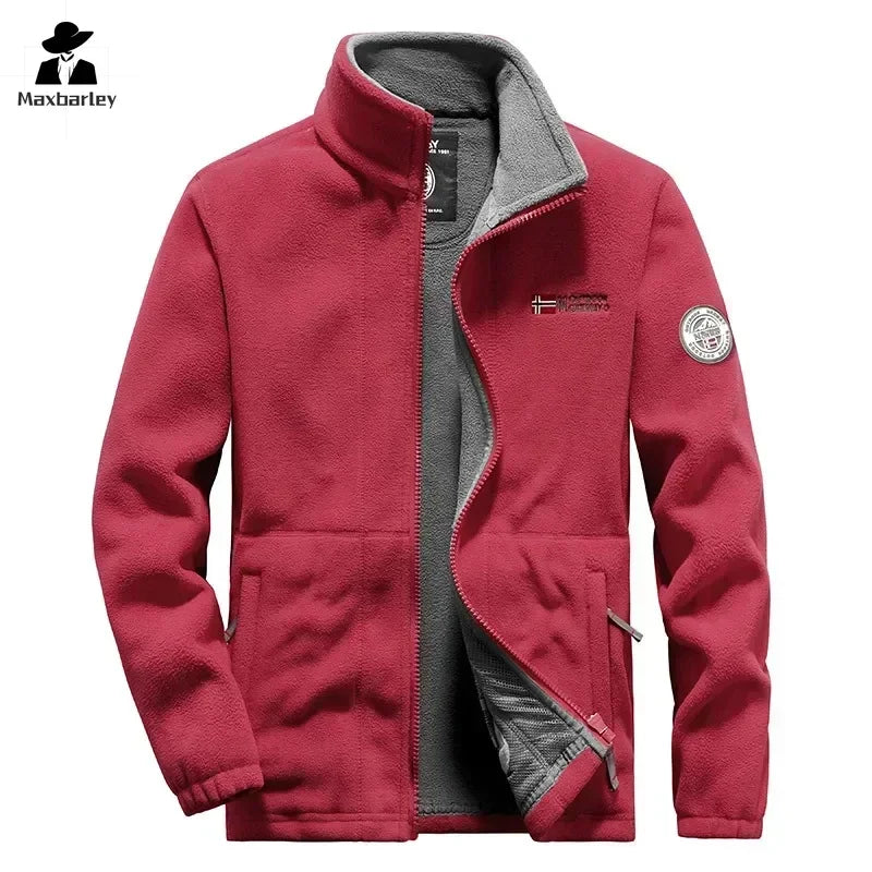 New Men Fleece Jacket Pockets Thicken Polar Jackets Cold-Proof