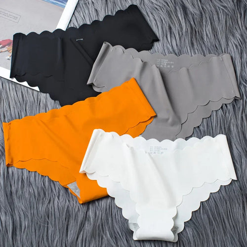 4pcs Ice Silk Seamless Women's Underwear with Pure Cotton Crotch for