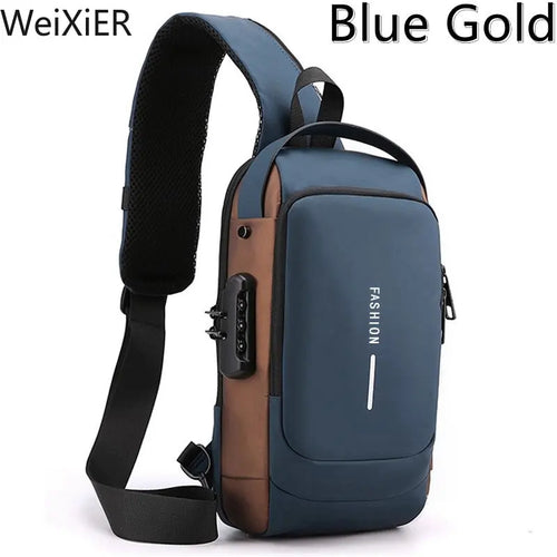 Newest Men Anti Theft Chest Bag Shoulder USB Charging Crossbody