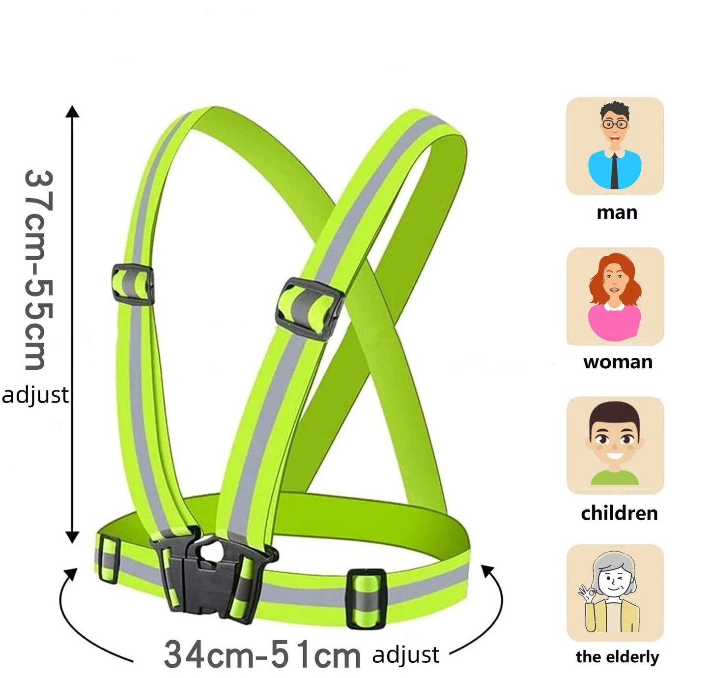 Elastic Safety Reflective Vest Straps with Reflect Strips Reflective