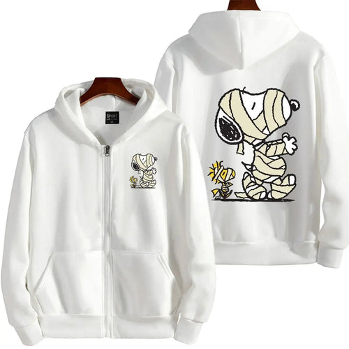 Snoopy Injured Cartoon Anime Men Zipper Hoodie Spring Autumn Fashion