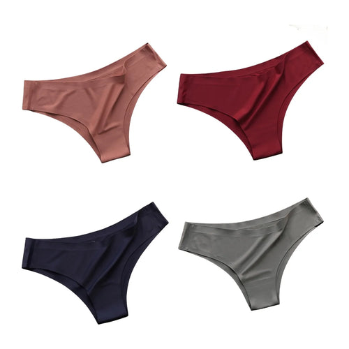 4PCS/Set Seamless Panties Women Sexy Underwear Ice Silk Underpants Low