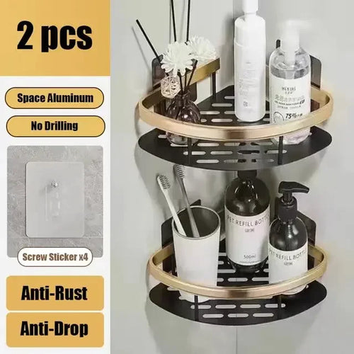 Bathroom Shelf No Drill Wall Mounted Shampoo Bottle Shower Corner Rack