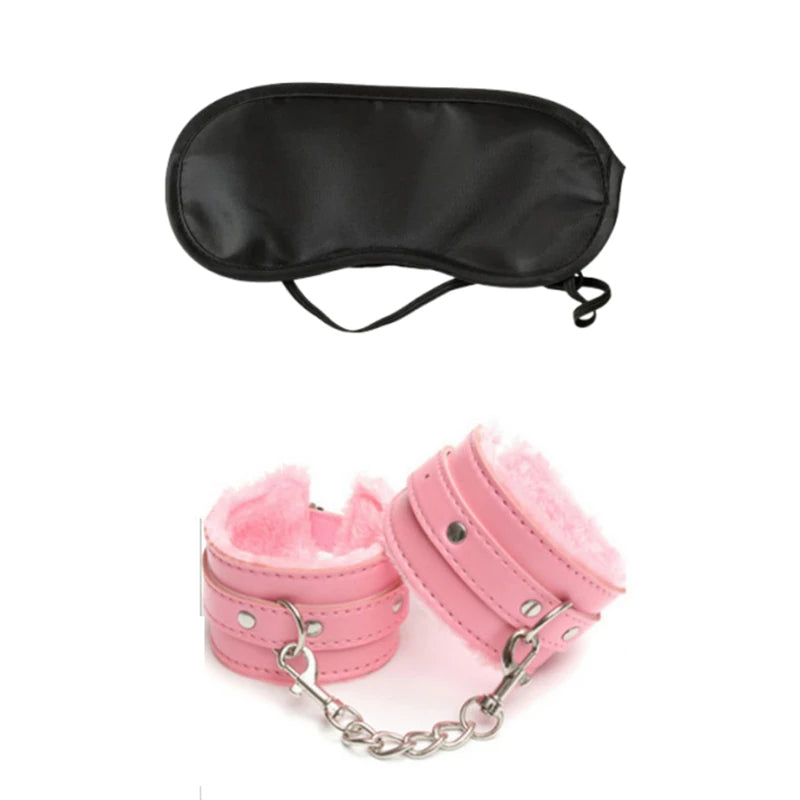 2pcs PU Leather Sex Handcuffs with Eye Mask Sex Toys for Couples Adult