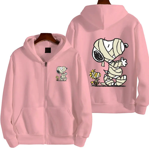 Snoopy Injured Cartoon Anime Men Zipper Hoodie Spring Autumn Fashion