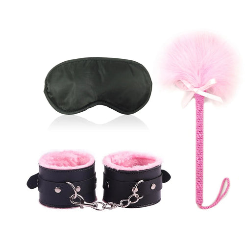 Sexy Leather Sexual Couples Bdsm Kit Plush Handcuffs Sex Bondage for