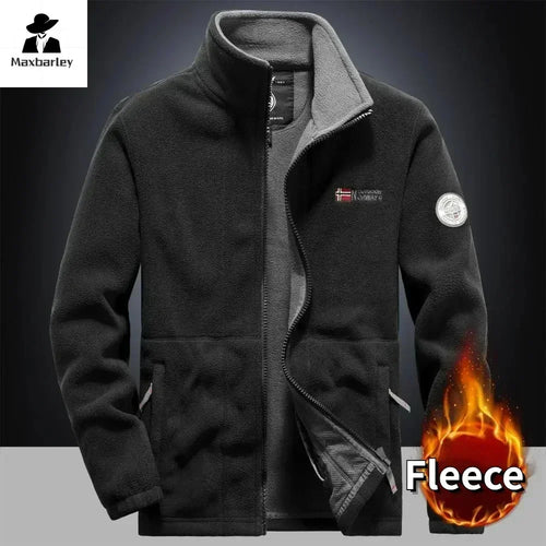 Winter Warm Fleece Jacket Men's Climbing Double Thickened Pocket