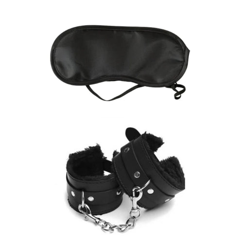 2pcs PU Leather Sex Handcuffs with Eye Mask Sex Toys for Couples Adult